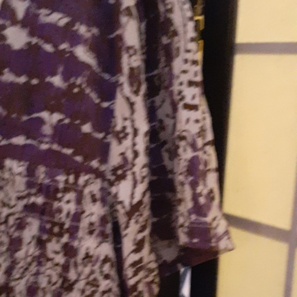 Women's Purple and White Boho Short Sleeve Babydoll Style Top size 18-20 - Picture 6 of 8